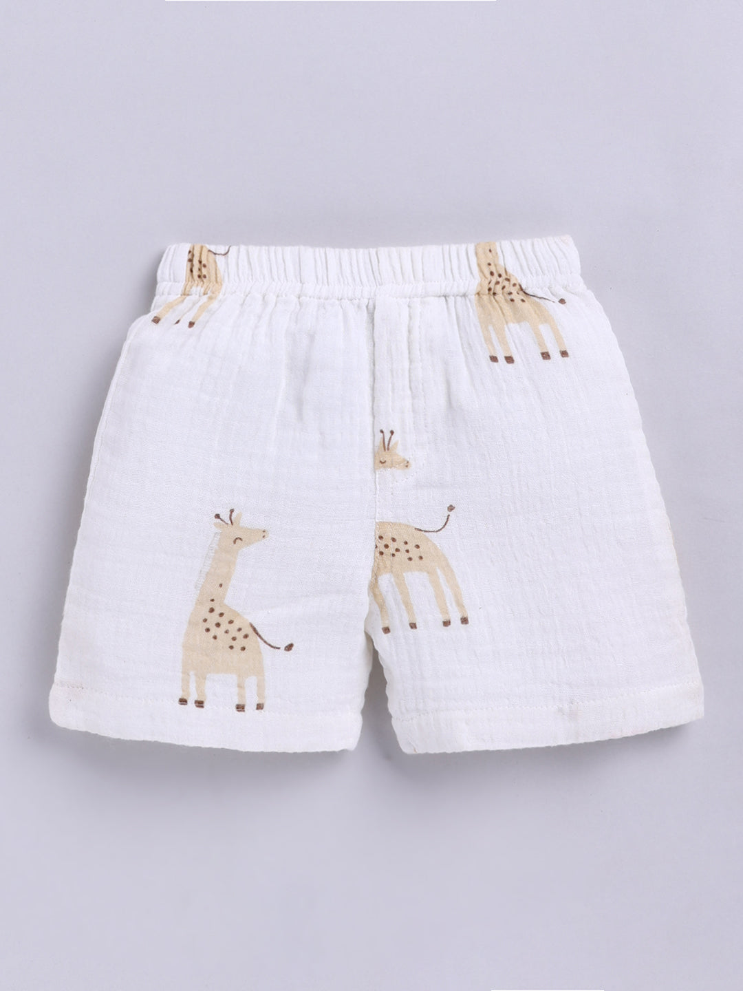 White Animal Printed Cotton Short Sleeves Co-ord Set