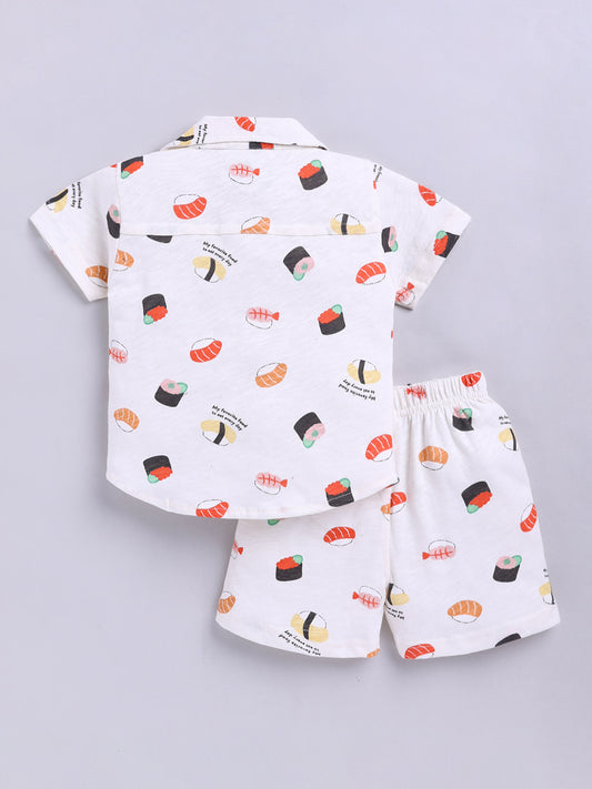 Multi Graphic Cotton Short Sleeves Co-ord Set