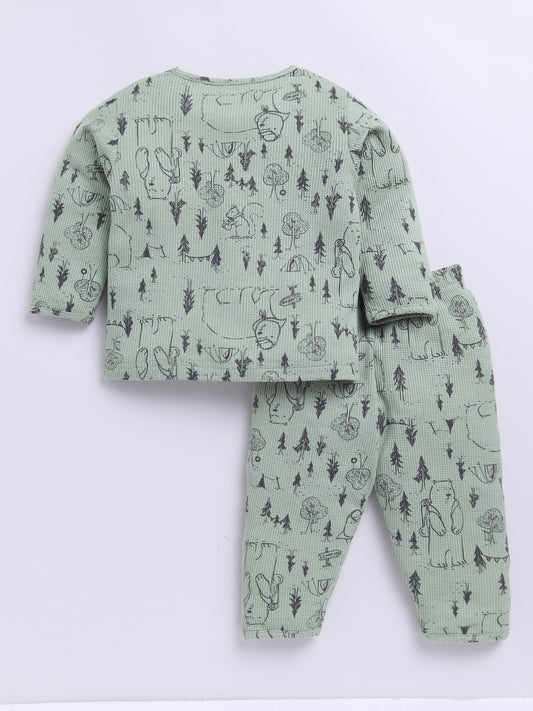Green Animal Full sleeve Night Suit