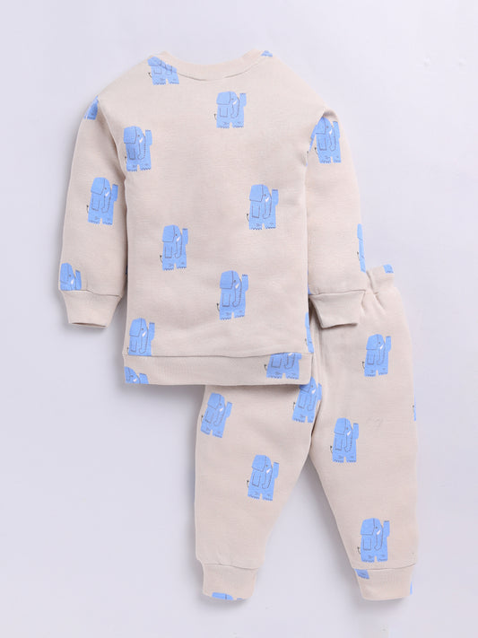 Beige Elephant Print Co-ord Set