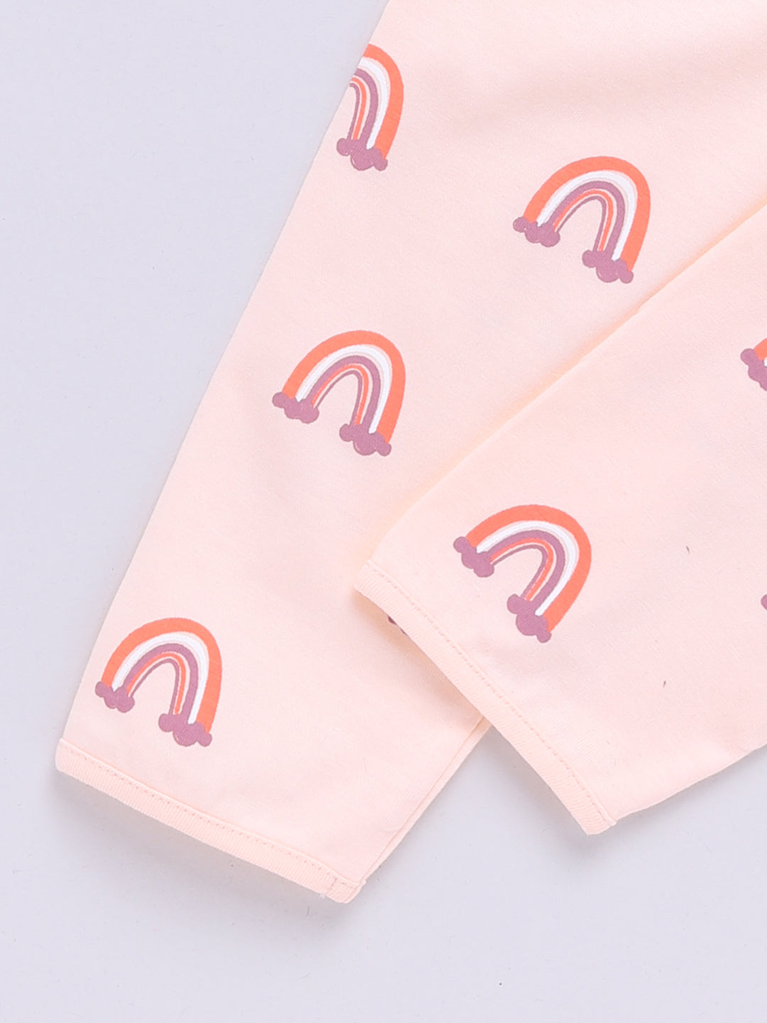 Peach Rainbow Print Full sleeve Night Suit