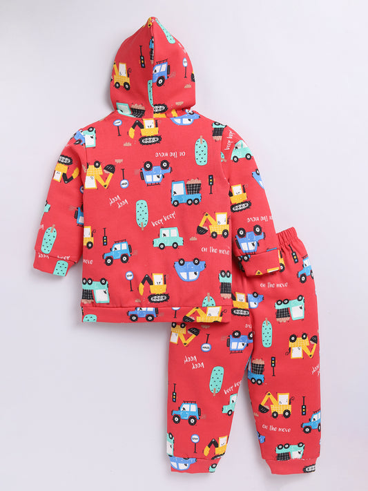 Red Graphic Hoodie Set