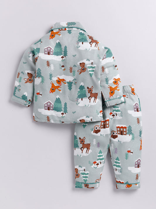 Green Winter Theme Full Sleeve Night Suit