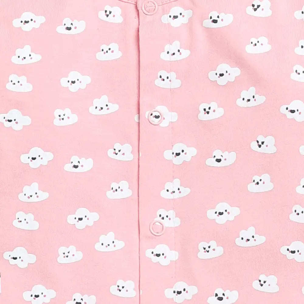 Pink Clouds Full Sleeve Nightwear Set