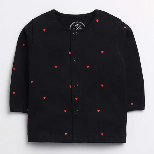 Tiny Hearts Printed Full Sleeve Nightwear Set