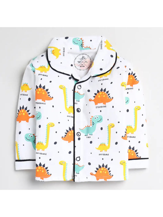 Dino Printed Full Sleeve Nightwear Set