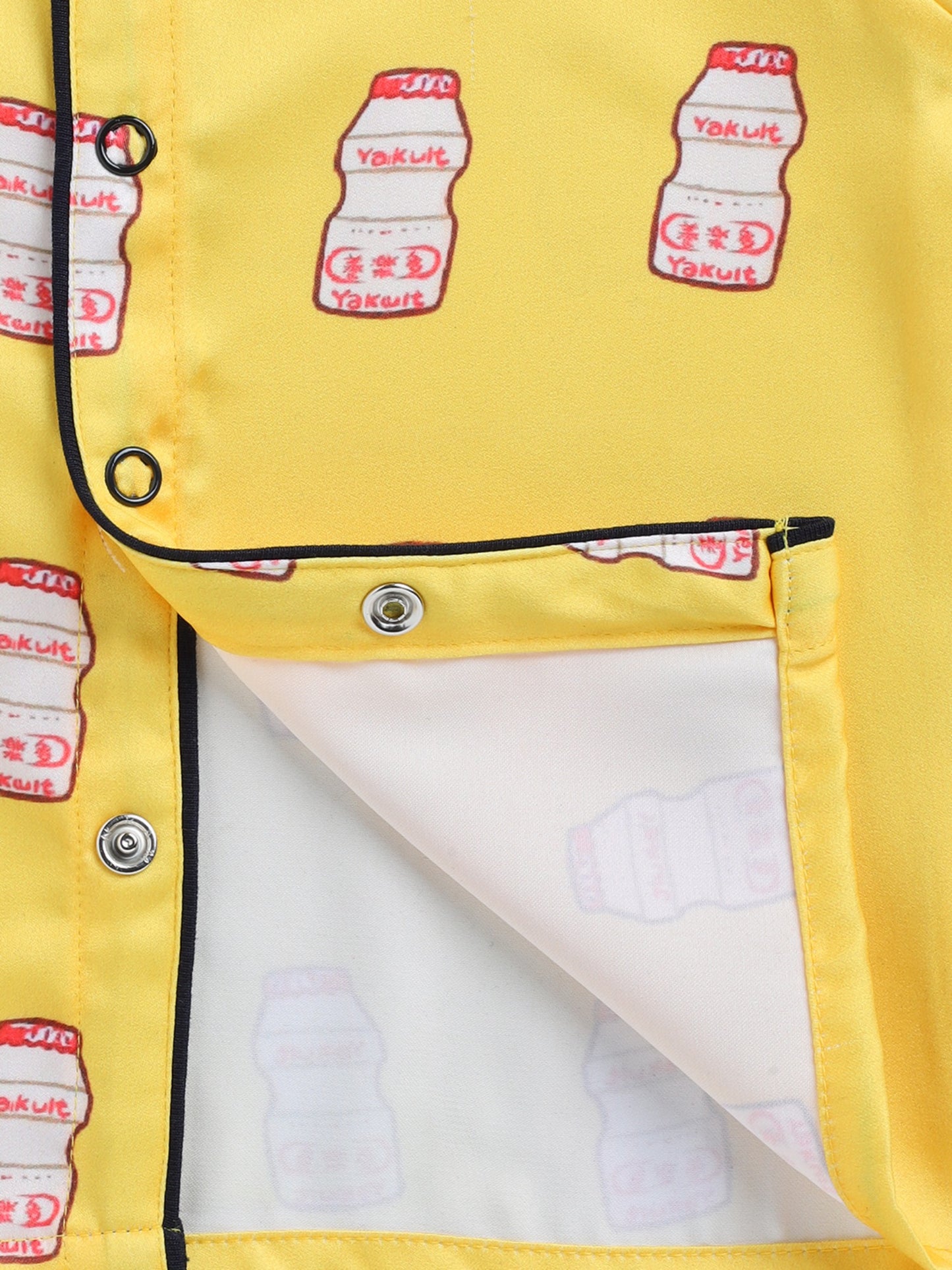 Yakult Yellow Satin Full Sleeve Satin Night Suit