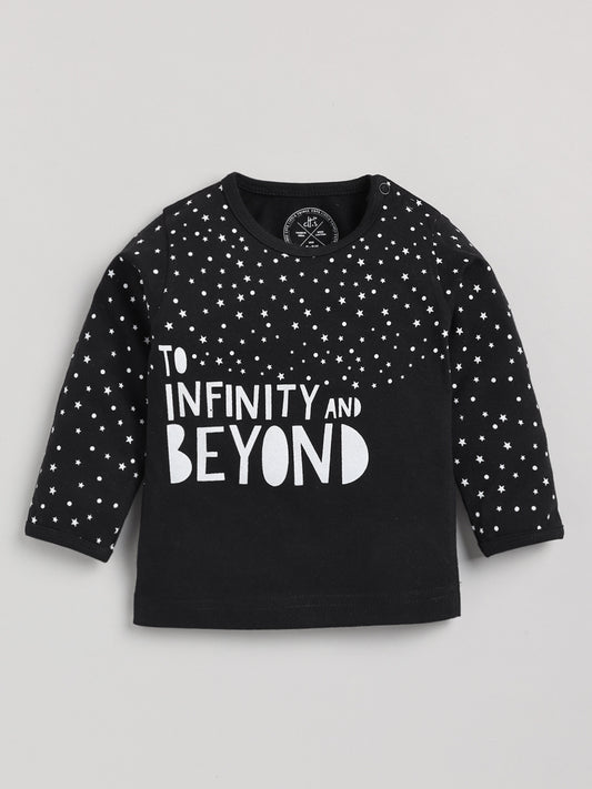 Space Theme Black Full Sleeve Cotton Nightwear Set