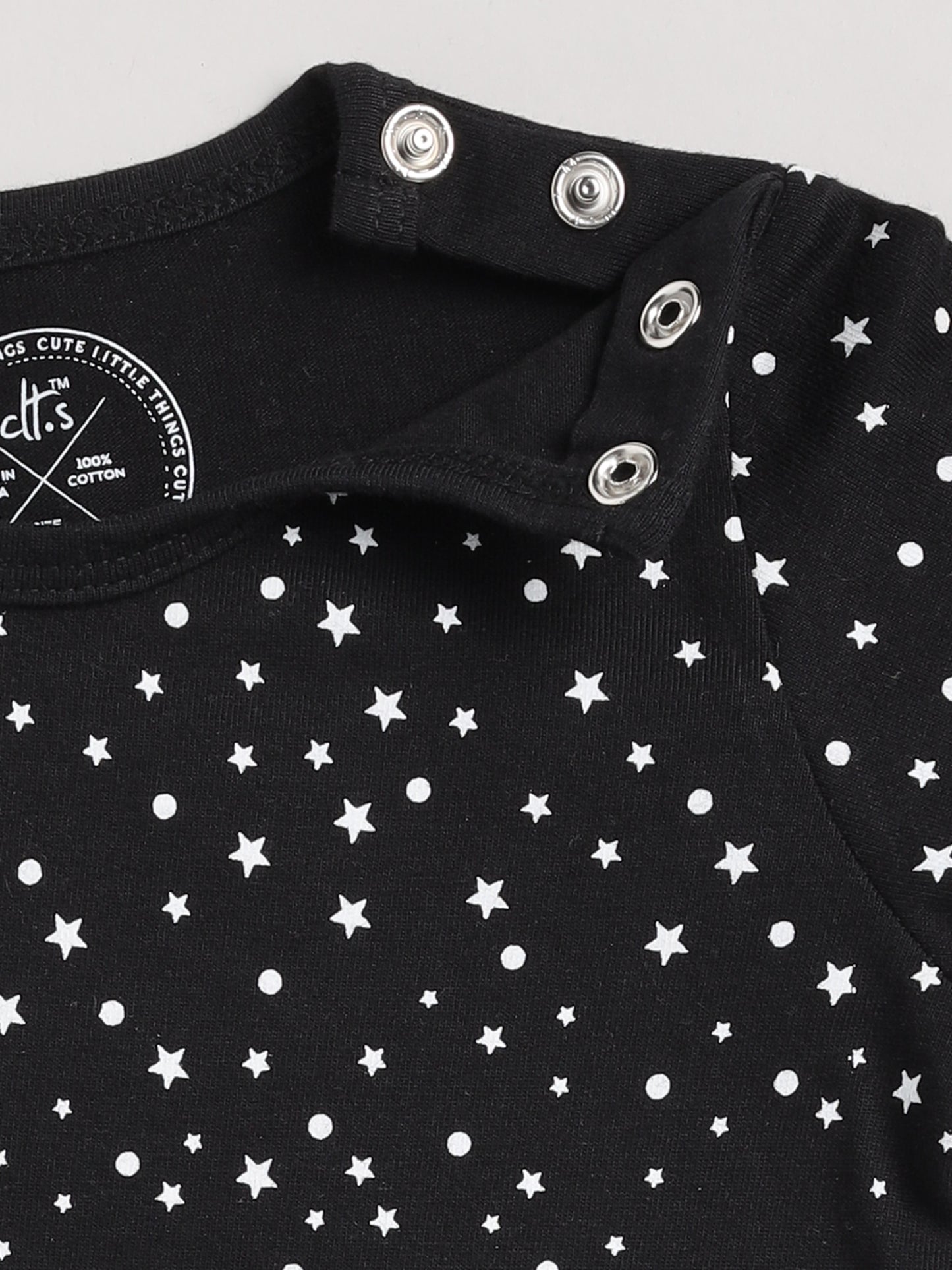 Space Theme Black Full Sleeve Cotton Nightwear Set