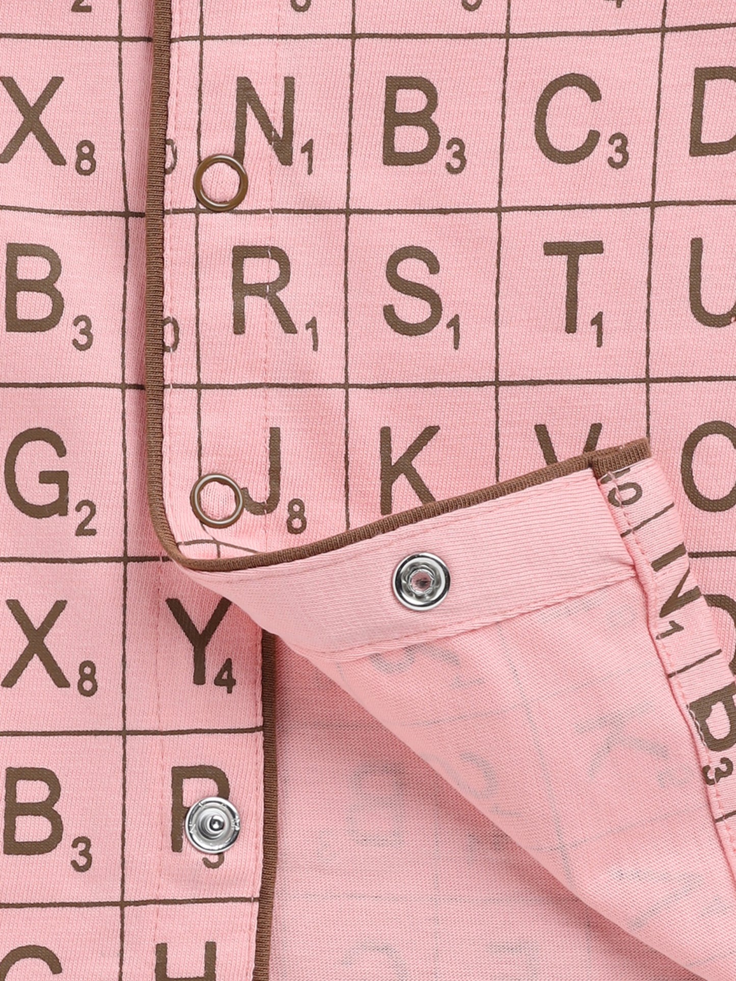 Alphabets Pink Cotton Full Sleeve Nightwear Set