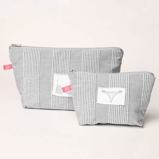 Grey Travel Pouch - Set of 2