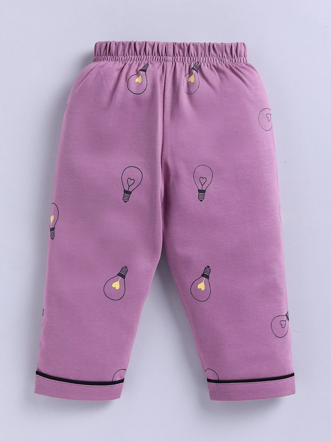 Purple Typography Cotton Full Sleeves Night Suit