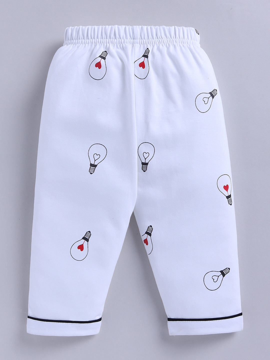 White Typography Cotton Full Sleeves Night Suit