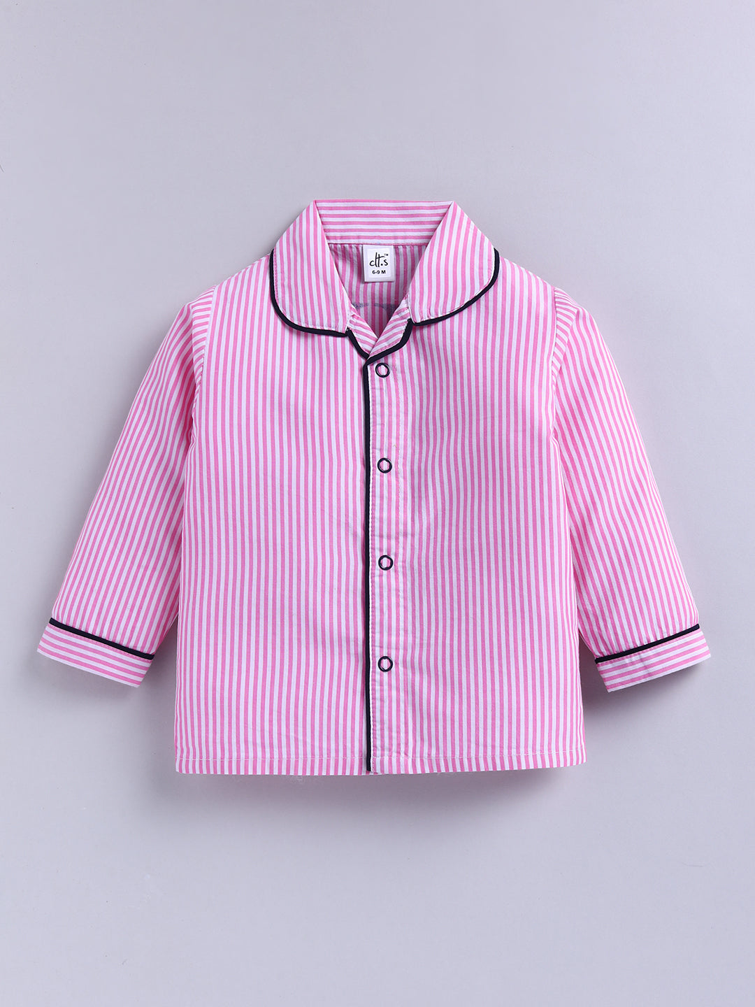 Pink Typography Cotton Full Sleeves Night Suit