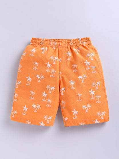 Orange Tropical Cotton Short Sleeves Co-ord Set