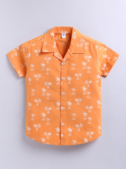 Orange Tropical Cotton Short Sleeves Co-ord Set