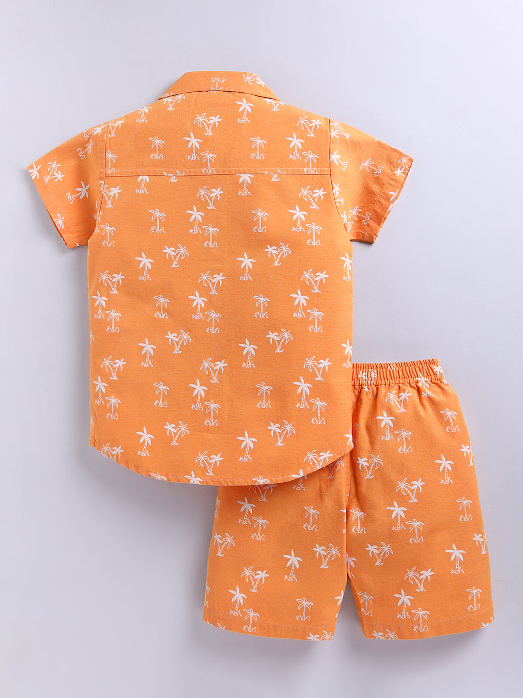 Orange Tropical Cotton Short Sleeves Co-ord Set
