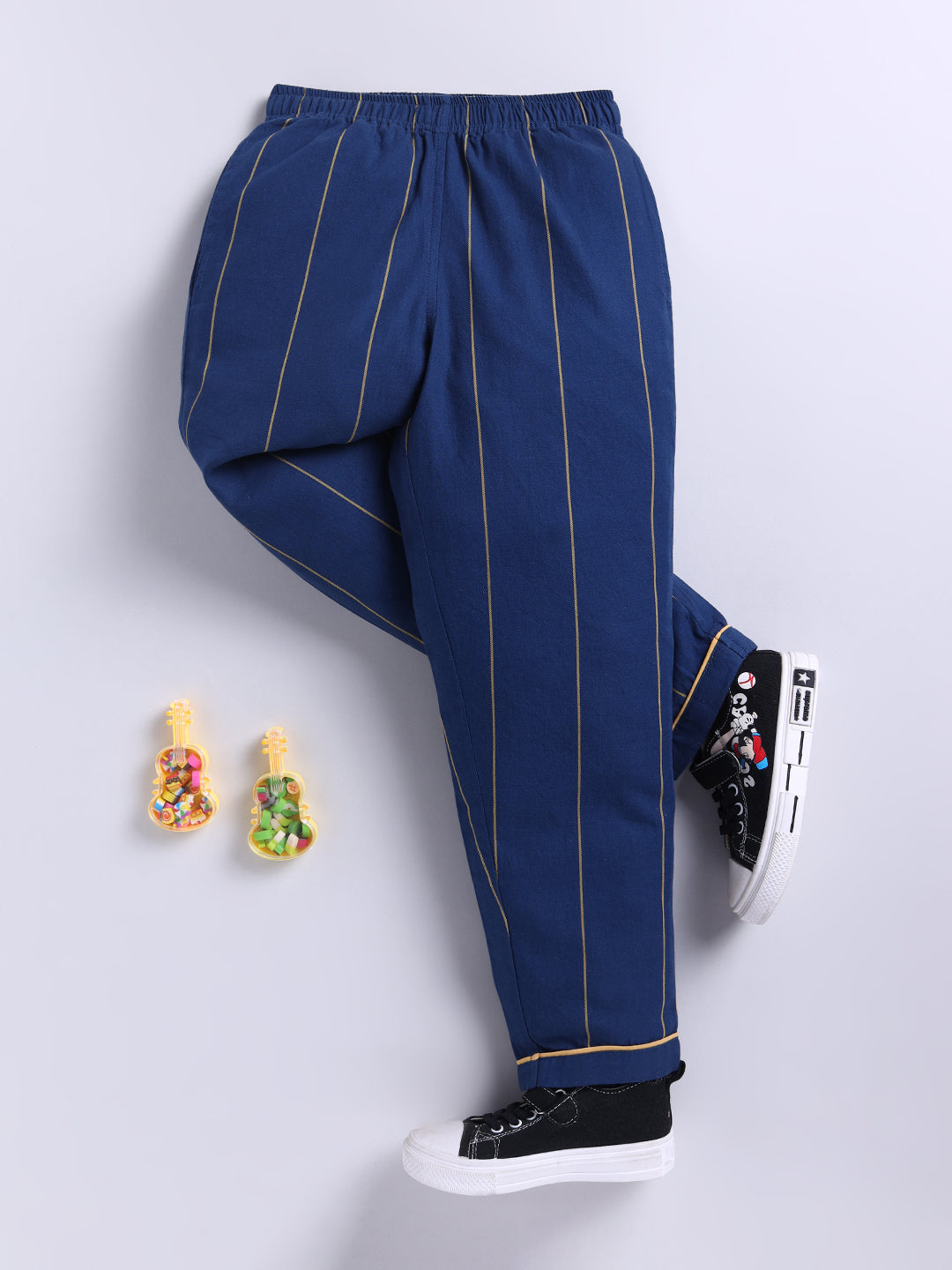 Blue Striped Cotton Full Sleeves Full Night Suit
