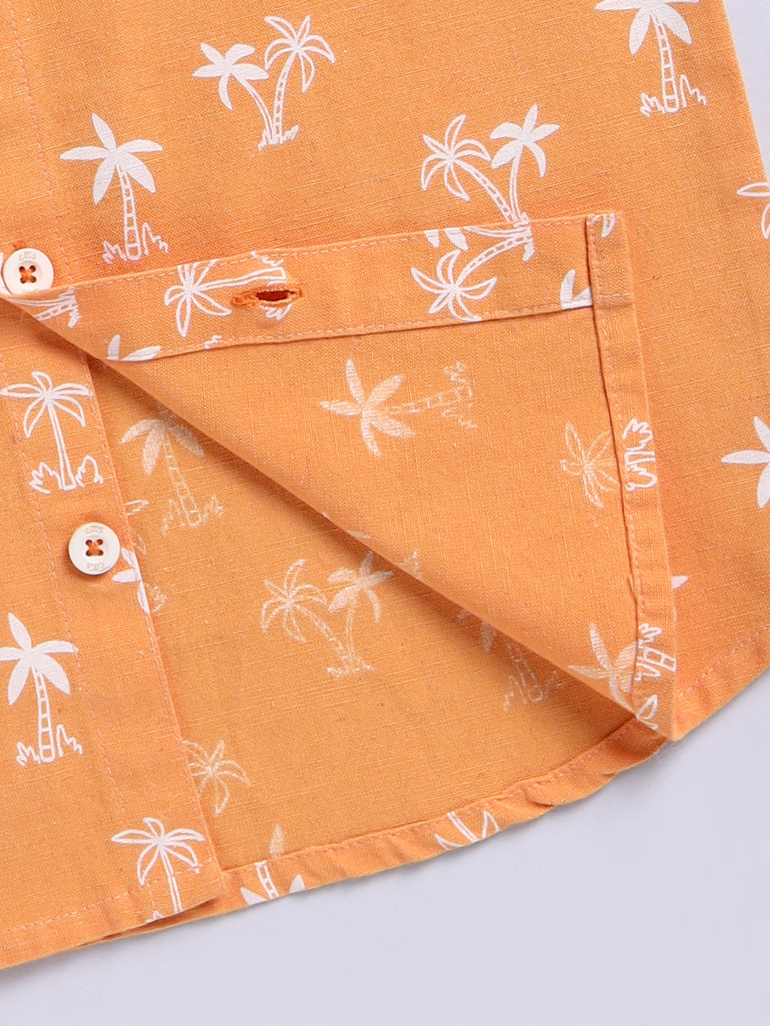 Orange Tropical Cotton Short Sleeves Co-ord Set