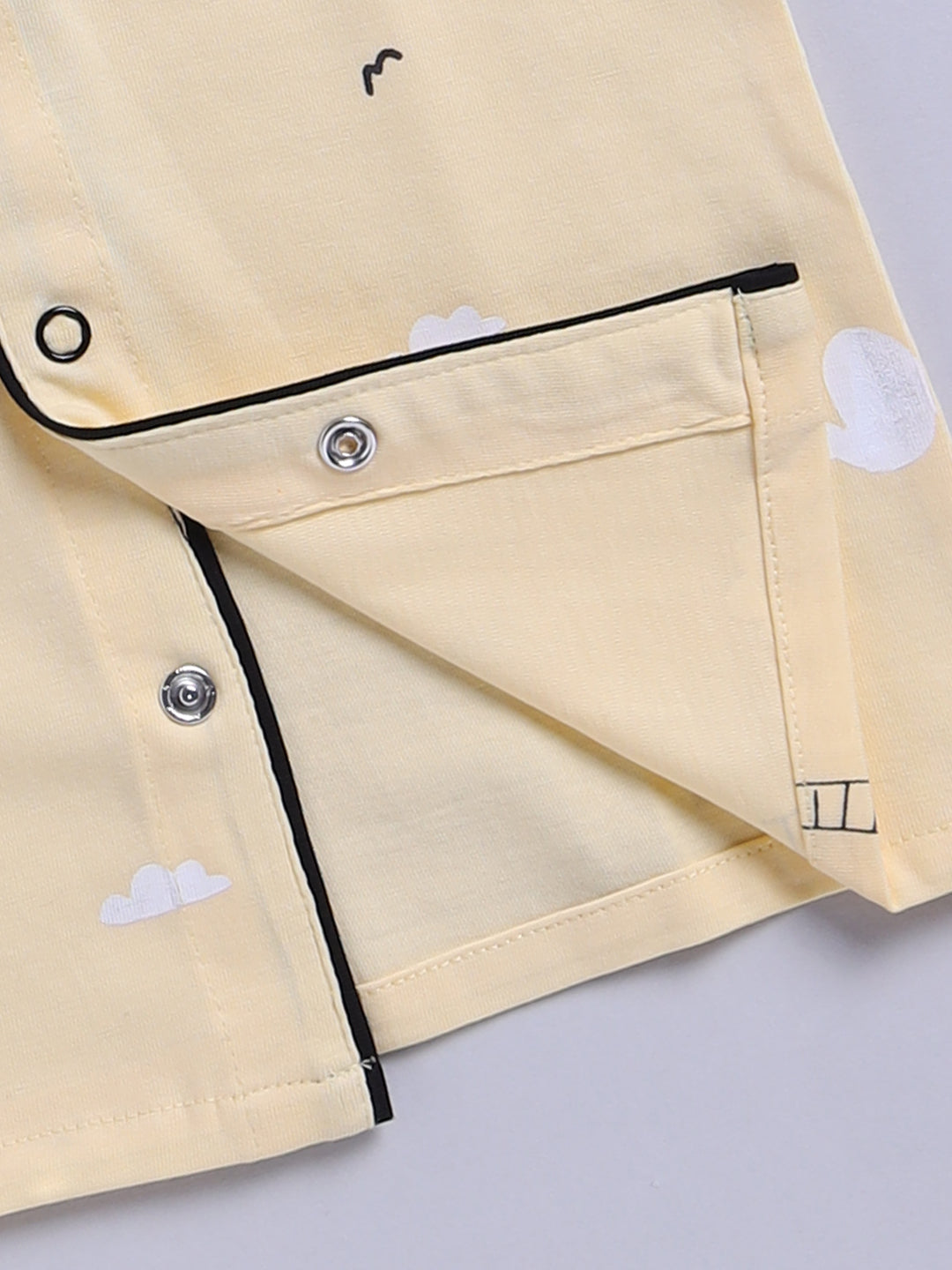 Yellow Typography Cotton Full Sleeves Night Suit
