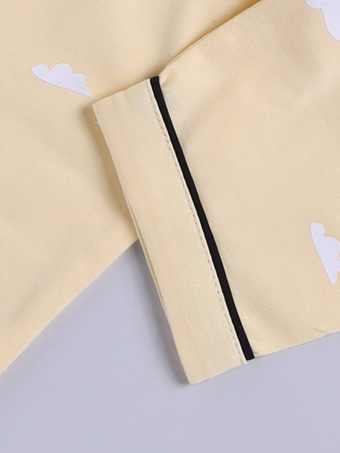 Yellow Typography Cotton Full Sleeves Night Suit