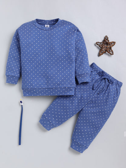 Blue Polka Dots Cotton Full Sleeve Co-ord Set