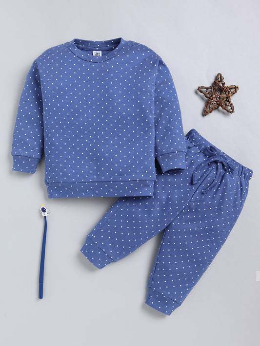 Blue Polka Dots Cotton Full Sleeve Co-ord Set