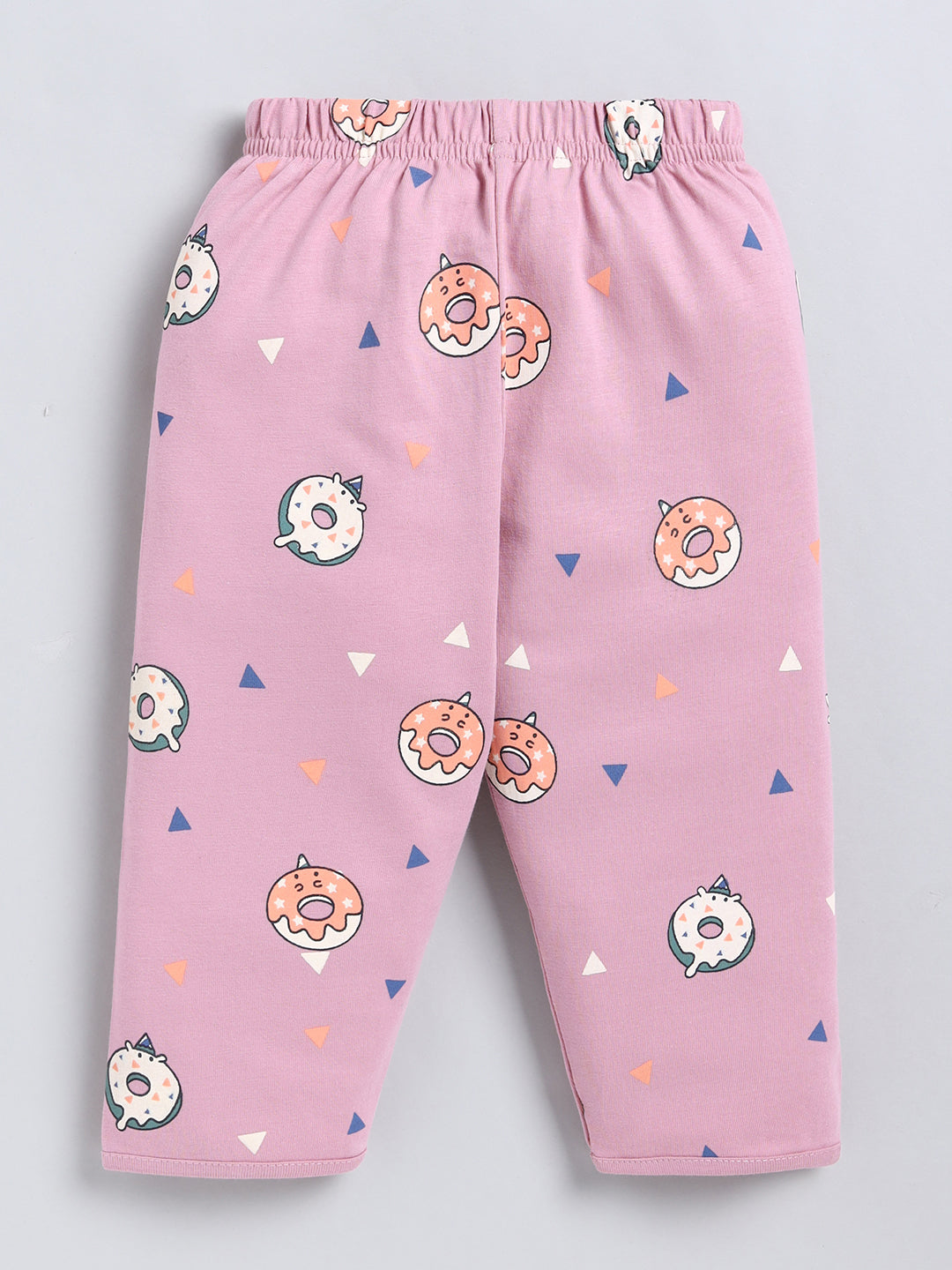 Mauve Donut Print Cotton Full Sleeve Night Suit