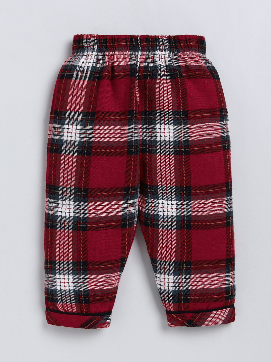 Red Checked Cotton Full Sleeve Night Suit