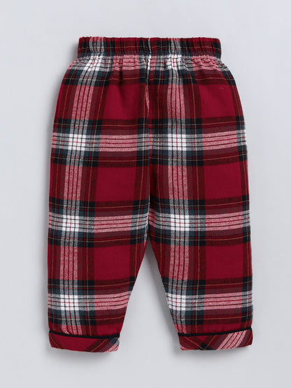 Red Checked Cotton Full Sleeve Night Suit