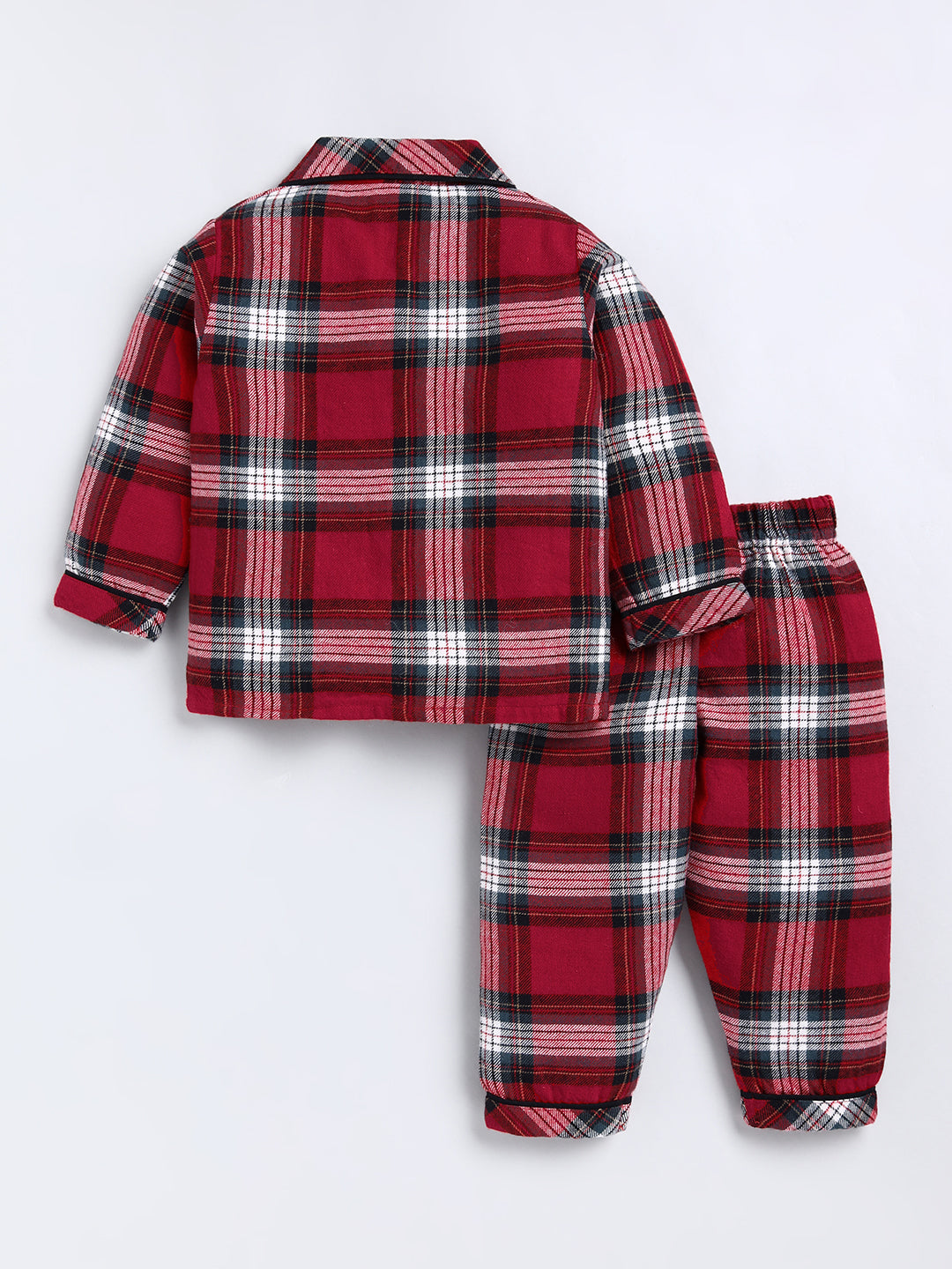 Red Checked Cotton Full Sleeve Night Suit