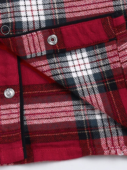 Red Checked Cotton Full Sleeve Night Suit