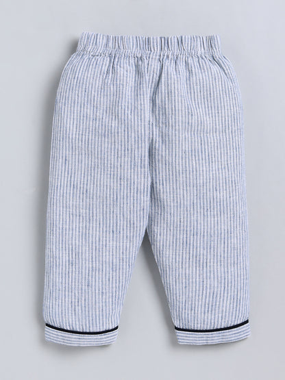 Blue Typography Cotton Full Sleeve Night Suit