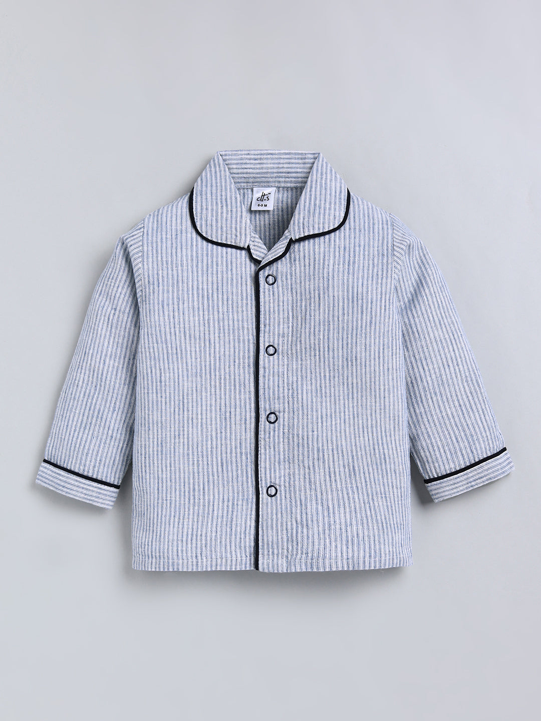 Blue Typography Cotton Full Sleeve Night Suit
