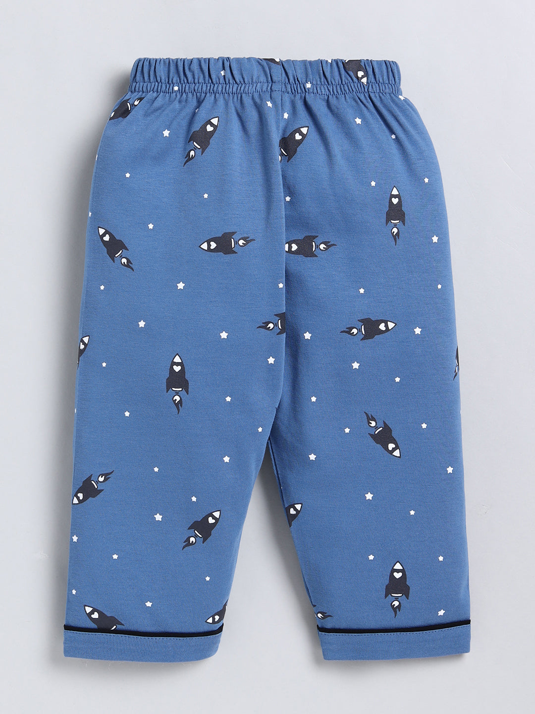 Blue Typography Cotton Full Sleeve Night Suit