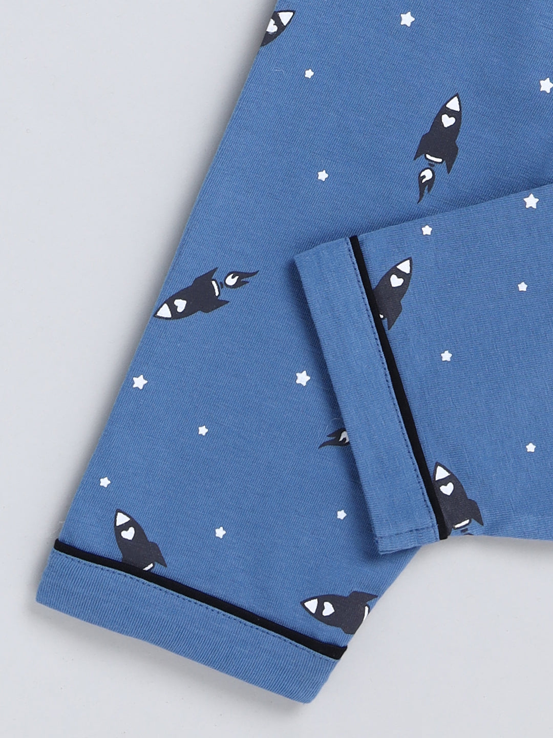 Blue Typography Cotton Full Sleeve Night Suit