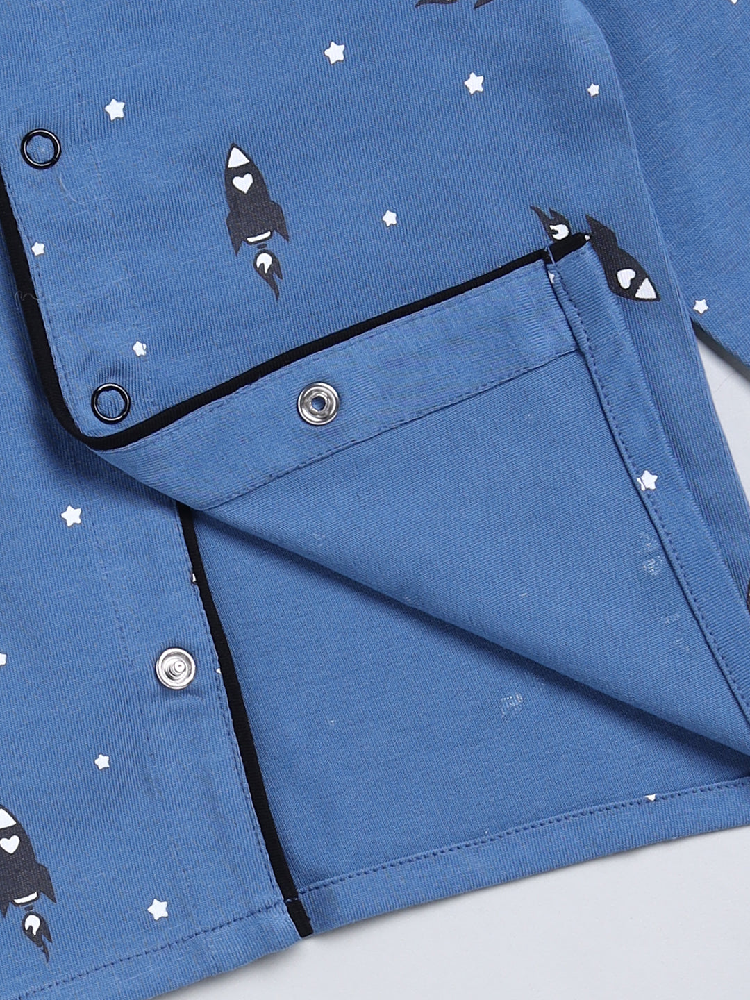 Blue Typography Cotton Full Sleeve Night Suit
