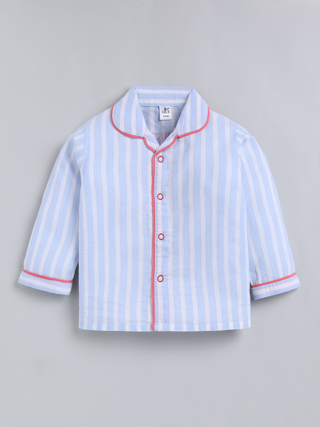 Blue Typography Cotton Full Sleeve Night Suit