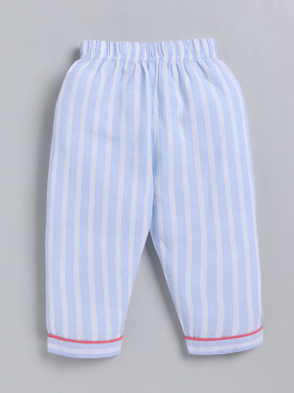 Blue Typography Cotton Full Sleeve Night Suit