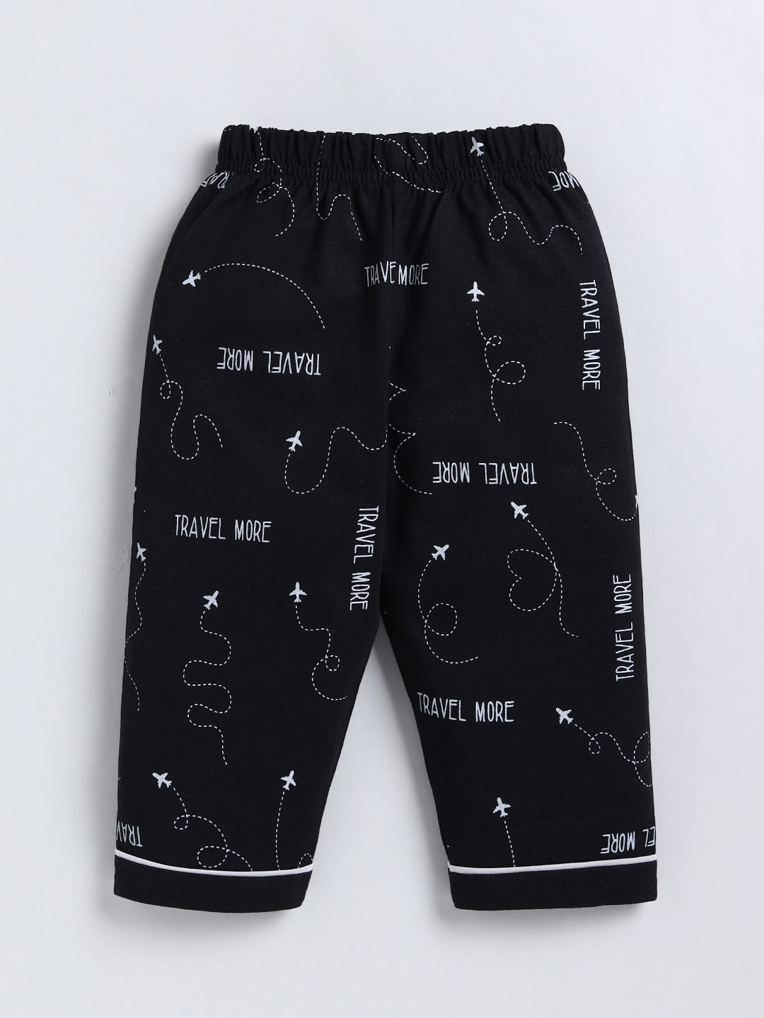 Black Typography Cotton Full Sleeve Night Suit