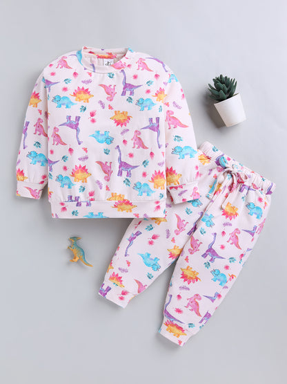 Peach Dino Print Cotton Full Sleeve Co-ord Set (Copy)
