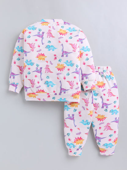 Peach Dino Print Cotton Full Sleeve Co-ord Set (Copy)