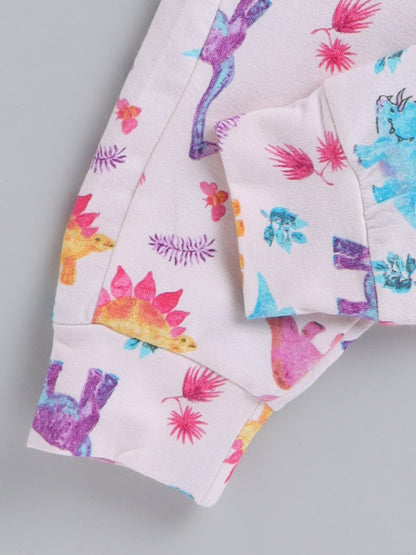 Peach Dino Print Cotton Full Sleeve Co-ord Set (Copy)