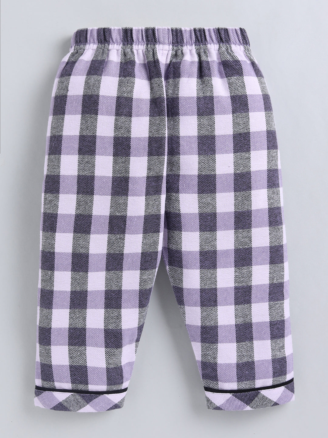 Purple Checked Cotton Full Sleeve Night Suit
