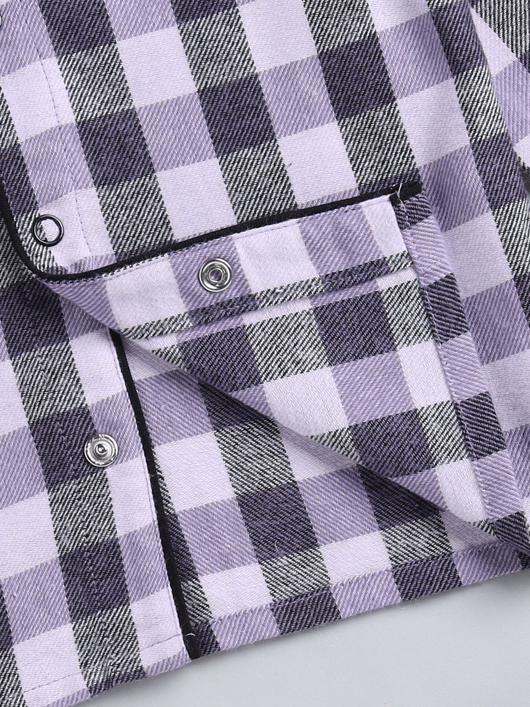 Purple Checked Cotton Full Sleeve Night Suit