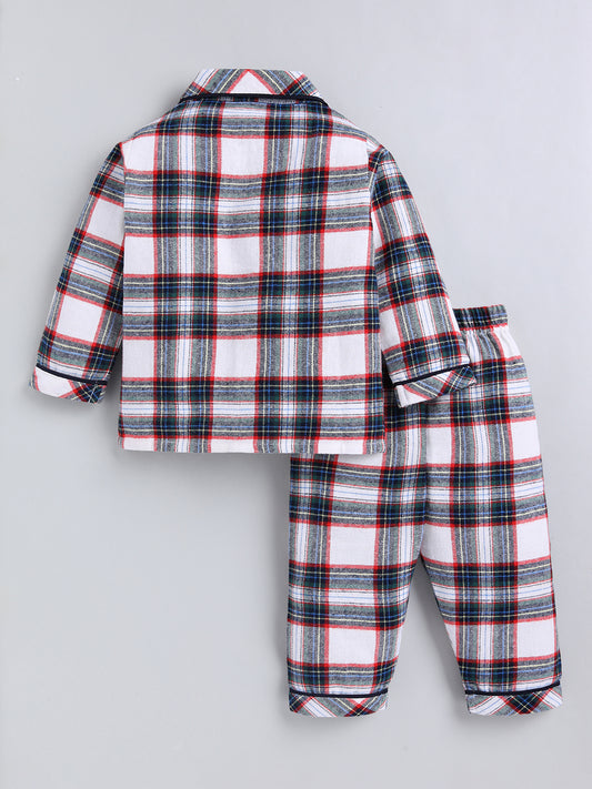 Multi Checked Cotton Full Sleeve Night Suit