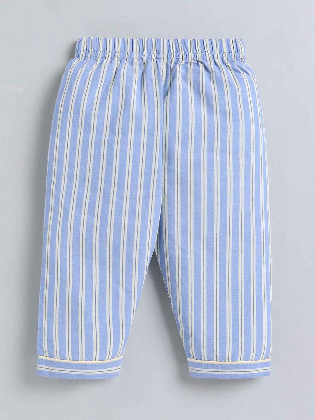 Blue Striped Cotton Full Sleeve Night Suit