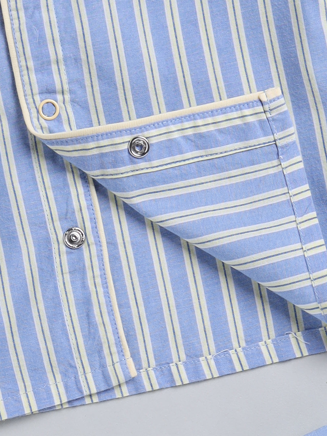 Blue Striped Cotton Full Sleeve Night Suit