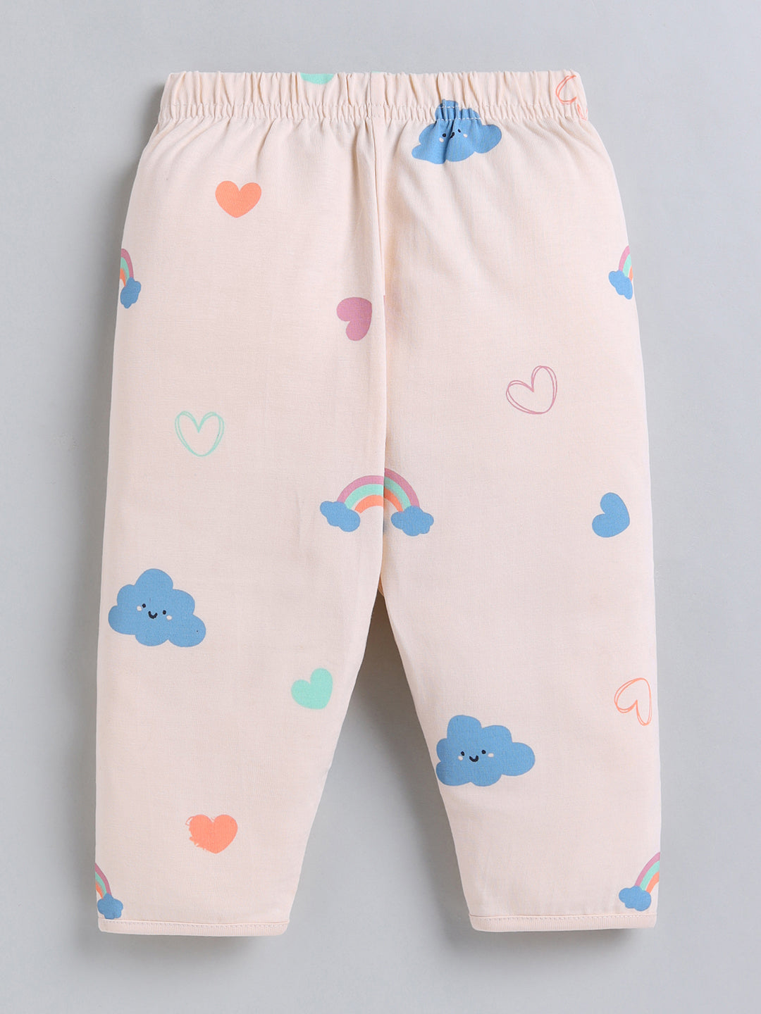 Beige Graphic Cotton Full Sleeve Night Suit
