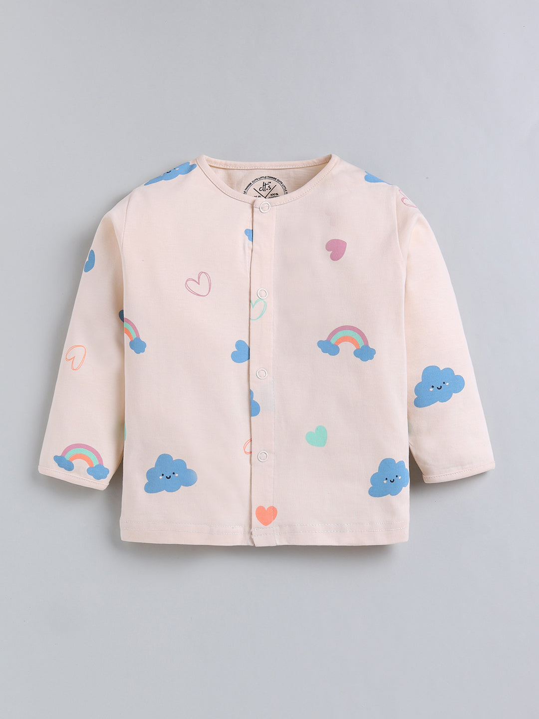 Beige Graphic Cotton Full Sleeve Night Suit